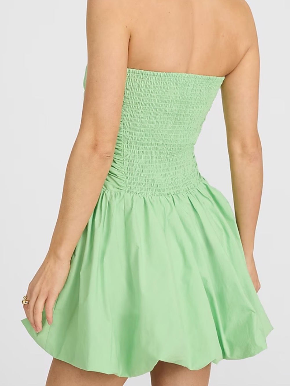 MINT COLORED STRAPLESS DROP WAIST BUBBLE HEM MINI DRESS WITH POCKETS - NWT - Picture 4 of 15